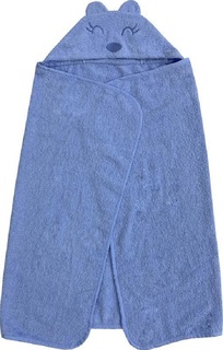 М7 Полотенце-уголок махра 120*75 см. (голубой) Топотушки