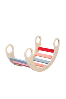 Качалка детская, ALPIKA BRAND ECO materials, натуральная с цветными вставками