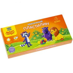 Пластилин 6 цветов "Мульти-пульти", "Приключения Енота", стек, картонная упаковка, 120 г