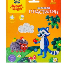 Мульти-Пульти Пластилин Мульти-Пульти "Енот в лесу" со стеком, 12 цветов, 180 г