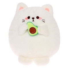 Мягкая игрушка "Котик с авокадо", цвет белый, 35 см 214/35-Бел Maxitoys