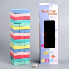 Игра настольная «Падающая башня цветная» 51 шт, 28,5х8,5х8 см No Brand