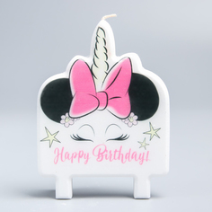 Свеча в торт «Happy Birthday!», Минни Маус Единорог, 74 х 100 мм Disney