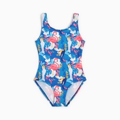 Купальник слитный, цвет синий/фламинго, рост 98 см КОТМАРКОТ