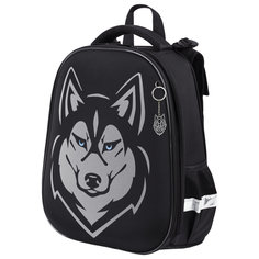 Ранец Brauberg Shiny Husky ученический, с брелоком, светящийся рисунок, 271383