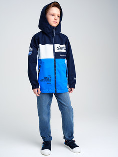 Ветровка детская PlayToday Tween 12311008, голубой, темно-синий, белый, 164