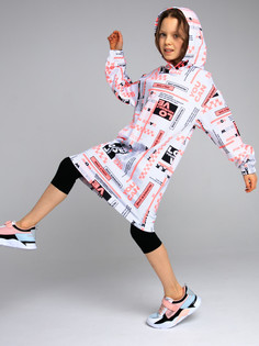 Платье детское PlayToday Tween 12321031, белый, коралловый, черный, 134