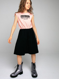 Платье детское PlayToday Tween 12321046, светло-розовый, черный, 170