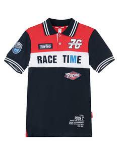 Поло детское PlayToday Tween 12311028, темно-синий, белый, красный, 170