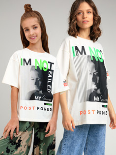 Футболка детская PlayToday Tween 12321418, белый, черный, зеленый, оранжевый, 164