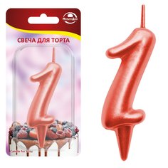 Свеча для торта Мультидом Овал цифра 1, красный, 8х4х1,2 см. арт. МС5-31