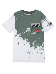 Футболка детская PlayToday Tween 12311263, белый, хаки, 170