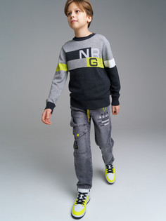 Джемпер детский PlayToday Tween 12311064, черный, серый, белый, 128