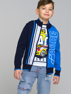 Кардиган детский PlayToday Tween 12311040, тёмно-синий, голубой, белый, 170