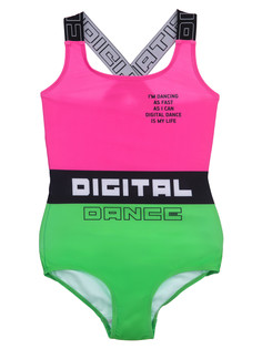 Купальник слитный детский PlayToday Tween 12221094, розовый, черный, зеленый, 128