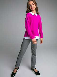 Лонгслив детский PlayToday Tween 32221384, фуксия, белый, 134