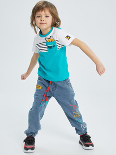 Футболка детская PlayToday Kids 12312074, голубой, белый, разноцветный, 98