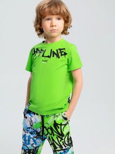 Футболка детская PlayToday Kids 12312249, светло-зеленый, черный, белый, 98