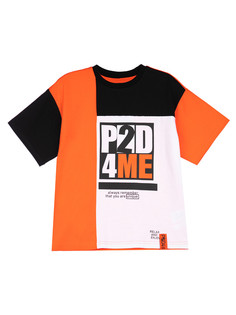 Футболка детская PlayToday Tween 12311226, черный, оранжевый, белый, 128