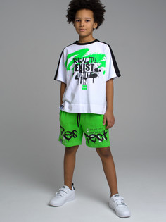 Шорты детские PlayToday Tween 12311451, светло-зеленый, черный, 176