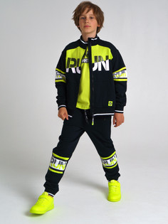 Брюки детские PlayToday из футера с начесом, черный размер 170