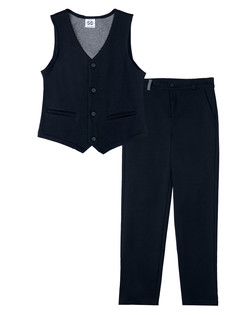 Костюм детский PlayToday трикотажный, жилет и брюки, синий размер 140