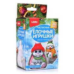 3D Art. Роспись елочных игрушек "Кролик и снеговик" Lori