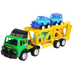 Инерционный Трейлер AUTODRIVE зеленый (в комп.4 машинки) JB5300257