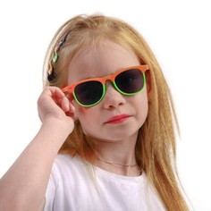 Очки солнцезащитные детские Clubmaster, оправа двухцветная, стекла темные, МИКС, 13.5 см No Brand