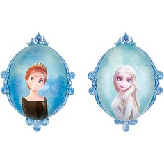 Шар фольгированный 23 фигура Зеркало, Холодное сердце, Эльза и Анна холодно-голубой No Brand