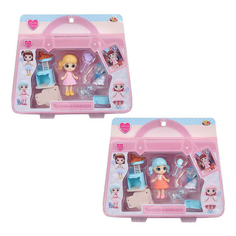 Кукла-мини ABtoys Любимая кукла 3 питомца + домик для кошки 9 см