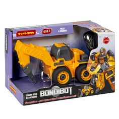 Трансформер-конструктор с отверткой, 2в1 BONDIBOT Bondibon, экскаватор с буром-робот 5