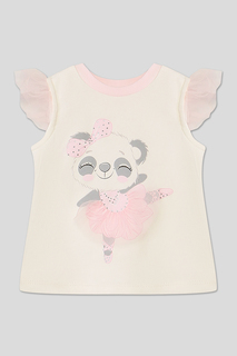 Футболка для девочек Choupette, молочный/розовый 68р.