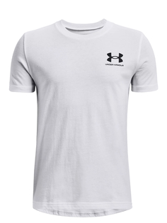 Футболка беговая under armour sportstyle left chest ss white l/int