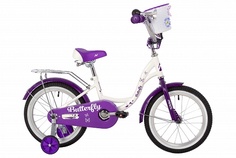 Велосипед NOVATRACK Butterfly-16"-23г. (9" / белый-фиолетовый (167BUTTERFLY.WVL23) )