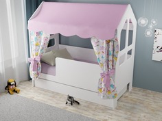 Детская кроватка 85х163.5х155 см, БазисВуд "Сладкий сон" с текстилем и ящиком, вход слева