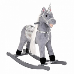Качалка-Лошадка Pituso Единорог мягконабивная Серый