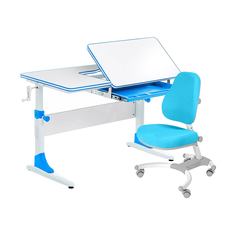 Комплект Anatomica Smart-40 парта+кресло белый/голубой с голубым креслом Figra