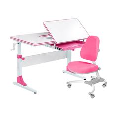 Комплект Anatomica Smart-40 парта+кресло белый/розовый с розовым креслом Figra