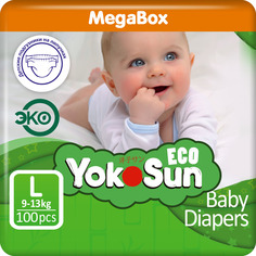 Подгузники детские YokoSun Megabox Eco Размер L (9-13 кг), 2 упаковки по 50 шт