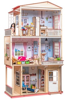 Кукольный домик M-Wood с мебелью деревянный для Барби Большой домик