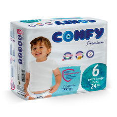 Подгузники детские CONFY Premium 15+ кг (размер 6) памперсы 24шт