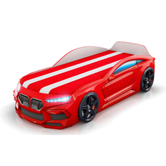 Кровать Romeo-M красная + подсветка фар + ящик 300_38 Romack