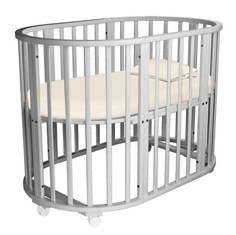 Кроватка-трансформер Forest kids круглая Lavatera 6в1 маятник поперечный, серый
