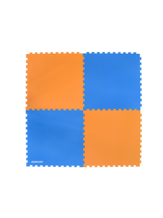 Мат коврик-пазл мягкий пол Isolon, 50х50 см, в комплекте 4 шт, синий/оранжевый