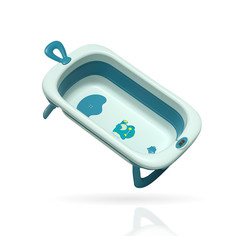 Детская складная ванночка Solmax с термометром для купания новорожденных, зеленый ZV97044 Solmax&Kids