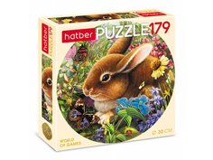 Пазлы круглые Hatber Зайчонок с бабочкой, 179 элементов, А4ф, d300 мм., 060993