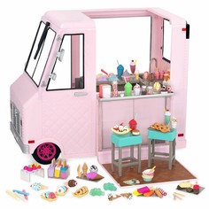 Фургон-магазин с мороженым для куклы Our Generation 46 см, с акс., розовый, 11587-2
