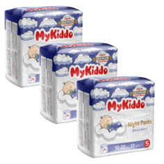 Подгузники-трусики для детей MyKiddo Night XL 51 шт. 3 уп. x 17 шт.