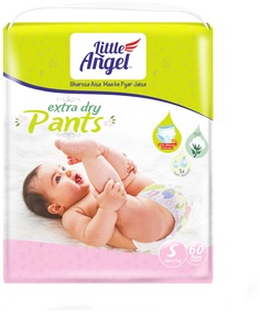 Подгузники-трусики детские Little Angel Extra Dry 60 шт, 2/S (4-7 кг)